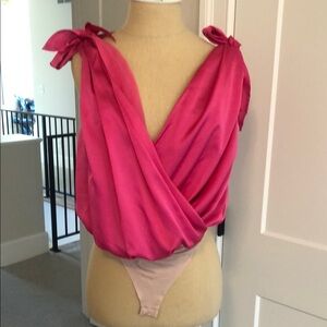 Pink Sleeveless Wrap Bodysuit